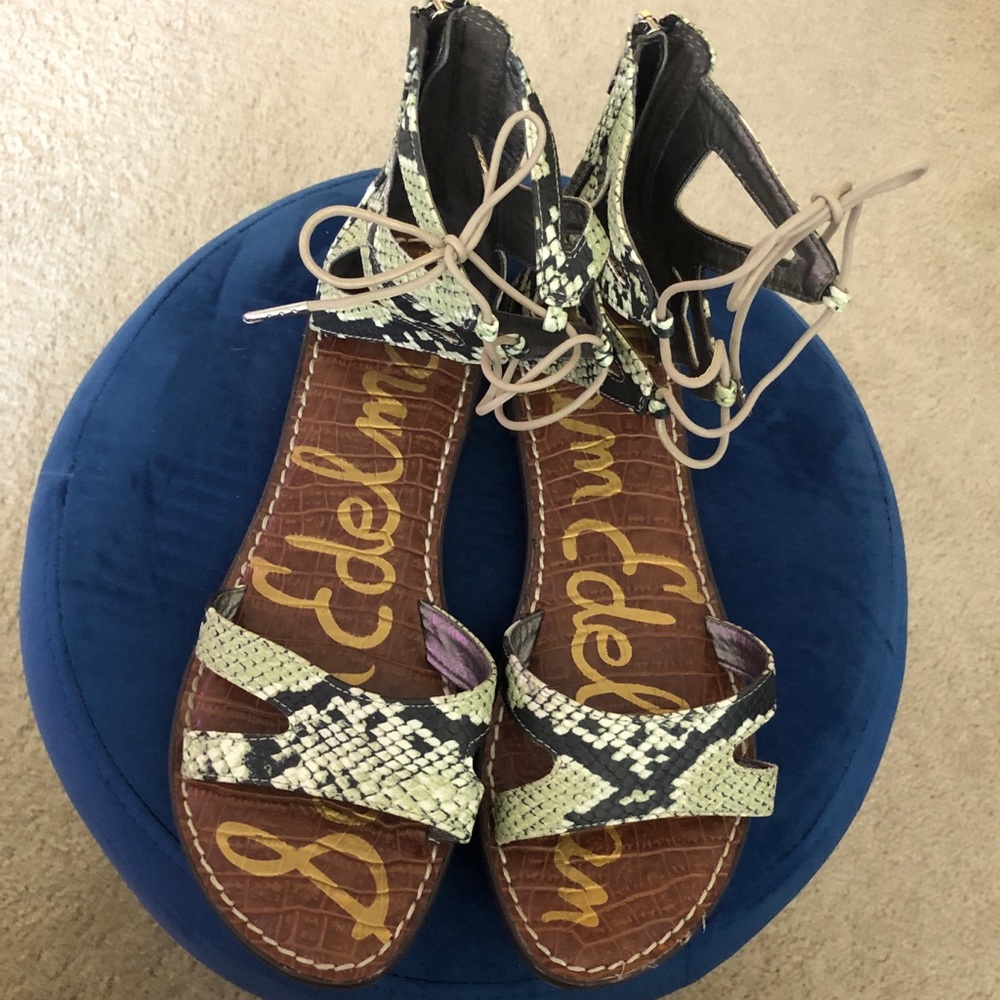 Sam Edelman snake embossed leather gladiator flat sandal